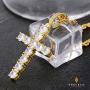 KRKC&CO Cross Pendant, Hip Hop Pendant with 3mm 22'' Rope Chain, Prong-Setting 5A CZ Stones, Iced Out Hip Hop Jewelry Street-wear Urban Style for Men & Women