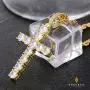KRKC&CO Cross Pendant, Hip Hop Pendant with 3mm 22'' Rope Chain, Prong-Setting 5A CZ Stones, Iced Out Hip Hop Jewelry Street-wear Urban Style for Men & Women