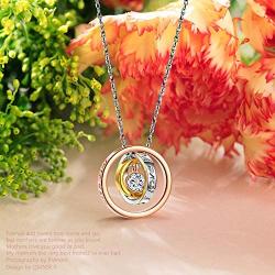 QIANSE Mothers Day Gift, Sun of Life, Necklaces Gifts, Three Rings Design Pendant with Engraving Necklace, Crystals Jewelry, Christmas Birthday Gifts