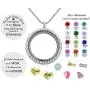 Best Gift Floating Charm Living Memory Lockets with Birthstone,Magnetic Closure 30mm Stainless Steel Necklace Best Gift Floating Charm Living Memory Lockets with Birthstone,Magnetic Closure 30mm Stainless Steel Necklace