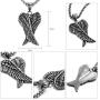 Herinos Stainless Steel Long Pendant Necklace Chain for Men Women Retro Wings Cross Feather Skull