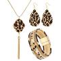 Hicarer 3 Pieces Leopard Jewelry Set Leopard Bracelet Earring Necklace for Women Girls