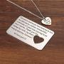 Couple Gifts, 2PCS Long Distance Relationships Gifts - Metal Wallet Card Inserts and Necklace - Matching Jewelry for Women Men Husband Wife Lover