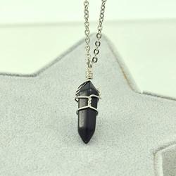 Paialco Jewelry Hand Wired Natural Crystal Healing Point Chakra Pendant Necklace 18''