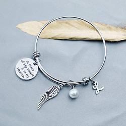 Memorial Initial Bracelet Sympathy Gifts A Piece of My Heart is in Heaven Memory Jewelry with Initial Loss Condolences Gifts