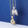 HECHUANG Initial Letter Necklace Simulated Diamond Iced Out Bling Letter Initial Pendant Hip Hop Necklace