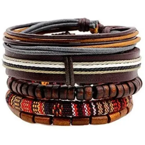 MRSXXNT Wrap Bracelets Mens Women Cowhide Multi-Layer Braided Leather Bracelet Bangle Adjustable Bracelet 5pcs MRSXXNT Wrap Bracelets Mens Women Cowhide Multi-Layer Braided Leather Bracelet Bangle Adjustable Bracelet 5pcs