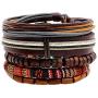 MRSXXNT Wrap Bracelets Mens Women Cowhide Multi-Layer Braided Leather Bracelet Bangle Adjustable Bracelet 5pcs