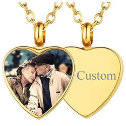 FaithHeart Custom Cremation Ashes Necklace, Stainless Steel/18K Gold Plated Urn Hold Pendant Jewelry for Women/Men- Picture/Text Custom