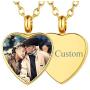 FaithHeart Custom Cremation Ashes Necklace, Stainless Steel/18K Gold Plated Urn Hold Pendant Jewelry for Women/Men- Picture/Text Custom