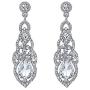 BriLove Womens Wedding Bridal Crystal Art Deco Teardrop Hollow Chandelier Dangle Earrings