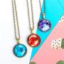 JczR.Y Time Gem Star Luminous Charm Starry Sky Glass Cabochon Pendant Necklace Glow in Dark for Women Girl Christmas Party Jewelry