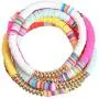 ATIMIGO 5Pcs Colorful Beads Heishi Bracelets Handmade Rainbow Boho Surfur Bracelets Set Stackable Stretch Summer Beach Jewelry for Women Men Girls