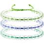 3 Pieces Transparent Glass Bead Bracelet Bead Bracelet Upcycled Jewelry Weaving Bracelet Adjustable Handmade Unisex Design (Blue, Blue-Green, Green)