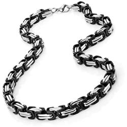 Urban Jewelry Impressive Mechanic Style Stainless Steel Mens Necklace Silver Black Chain for Men (18,21,23 Inches)