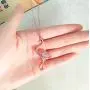 MANZHEN Beautiful Full Clear Pink Rhinestone Flamingo Pendant Necklace Bird Animal Jewelry