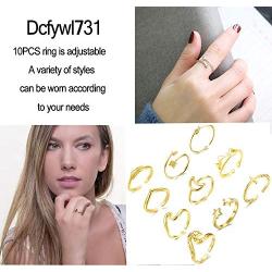 Dcfywl731 10PCS Rings for Teen Girls,Arrow Knot Wave Open Rings Kunckle Stackable Thumb Finger Rings Set for Teen Girls Hypoallergenic Sandals Jewelry