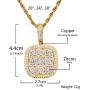 Moca Jewelry Iced Out Jiugongge Retro Square Pendant Necklace 18K Gold Plated Bling CZ Simulated Diamond Hip Hop Rapper Chain Necklace for Men Women