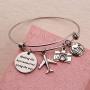 SEIRAA Travel Bracelet Wanderlust Jewelry Retirement Gift Stainless Steel Expandable Wire Bangle Adventure Lover Jewelry