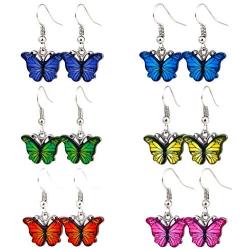 6-10 Pairs Butterfly Earrings for Women, MTSCE Colorful Acrylic Butterfly Stud Earrings Set for Women Girls Teens Fashion Jewelry Gift