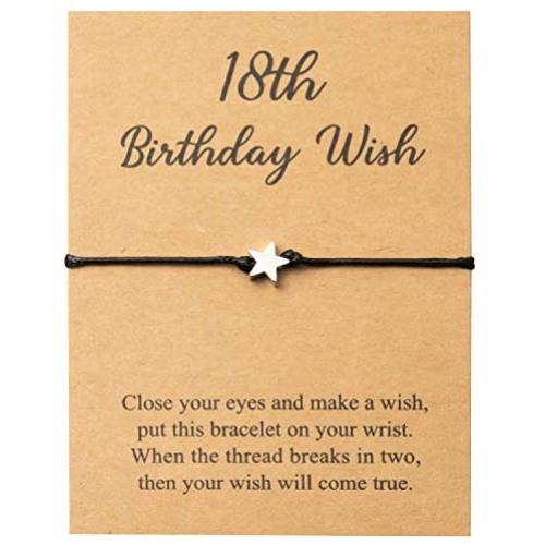 WATINC 18th Birthday Wish Bracelet for Girls, Adjustable Star Shape Bracelet for Valentine’s Birthday Gift, Make A Wish Bracelet for Couple Friendship, Women Teen Girl Jewelry Fashion Charm Bracelet