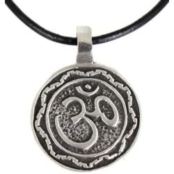 Trilogy Jewelry Pewter Circle Ohm Om Yoga Buddha Namaste Pendant on Leather Necklace