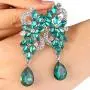 BriLove Womens Bohemian Boho Crystal Flower Wedding Bridal Chandelier Teardrop Bling Dangle Earrings