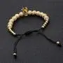 Charm Imperial Crown Braided Bracelets with 8mm Micro Pave Cubic Zirconia Beads 18K Gold King Bracelet for Men Boys