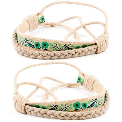 Pettsie Matching Friendship Bracelets, 2 Pack Set, Easy Adjustable, 100% Cotton