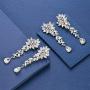 mecresh Bridal Wedding Teardrop Marquise Crystal Cluster Chandelier Dangle Earrings for Women Valentines Day Gift