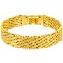 Lifetime Jewelry 13mm Vintage Flat Basket Weave Bracelet 24k Real Gold Plated for Women and Men