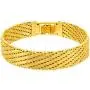 Lifetime Jewelry 13mm Vintage Flat Basket Weave Bracelet 24k Real Gold Plated for Women and Men