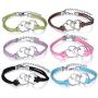 Yumilok Jewelry 6 Pcs Boys Girls Alloy Double Hollow Heart Telesthesia Charm Handmade Leather Braided Rope Wrap Bracelet Set