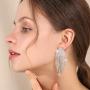 Long Chandelier Tassel Dangle Earrings Clear Austrian Crystal Rhinestone Fringe Drop Earrings for Women Girl Party Jewelry