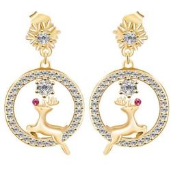AOBOCO 925 Sterling Silver Christmas Theme Earrings Embellished with Crystal from Austria, Hypoallergenic Dangle Drop Earrings, Fine Snowflake Jewelry Gifts for Women - Christmas Every Day