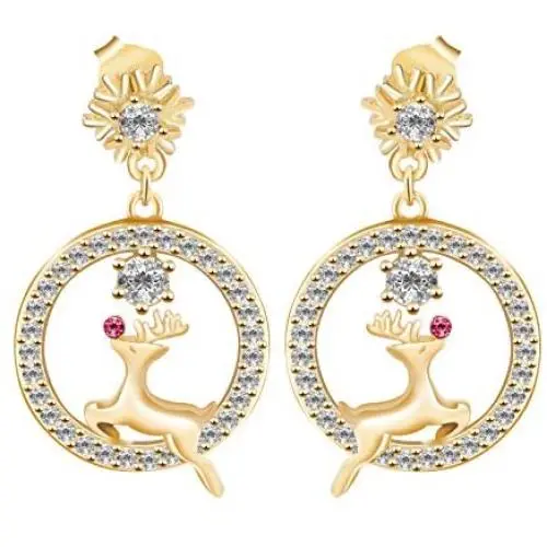 AOBOCO 925 Sterling Silver Christmas Theme Earrings Embellished with Crystal from Austria, Hypoallergenic Dangle Drop Earrings, Fine Snowflake Jewelry Gifts for Women - Christmas Every Day