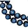 Hawaiian Kukui Nut Leis Beads Necklaces with Hand Painted Flower Adjustable 32 inches Lei for Men and Women