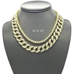 Mens Iced Out Hip Hop Gold tone CZ Miami Cuban Link Chain Choker Necklace