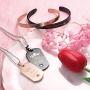 Jstyle 4Pcs Couple Necklace Bracelets Matching Set for Women Men Crown Dog Tag Pendant Love Necklace His & Hers Cuff Bracelets Couple Gift
