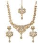 Bindhani Womens Indian Style Jewelry Bridal Wedding Crafted Brides Fashion Gold Plated Austrian Crystal Rhinestone Necklace Earrings Tikka Bollywood Party Wear Jewellery Tika Set for Bridemaids