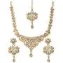 Bindhani Womens Indian Style Jewelry Bridal Wedding Crafted Brides Fashion Gold Plated Austrian Crystal Rhinestone Necklace Earrings Tikka Bollywood Party Wear Jewellery Tika Set for Bridemaids