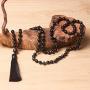 PNEIME 108 Mala Beads Necklace, 8mm Natural Stone Tibetan Prayer Beads, Yoga Meditation Beads Necklace, Hand Knotted Japa Mala