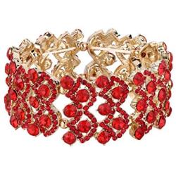 EVER FAITH Womens Austrian Crystal Gorgeous Wedding Knot Elastic Stretch Bracelet
