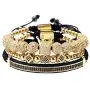 GVUSMIL Luxury CZ Imperial Crown Braided Copper Bracelets with 8mm Micro Pave Cubic Zirconia Beads Pulseira Bangle Charm Jewelry for Men Boys GVUSMIL Luxury CZ Imperial Crown Braided Copper Bracelets with 8mm Micro Pave Cubic Zirconia Beads Pulseira Bangle Charm Jewelry for Men Boys