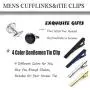 FIBO STEEL Tie Clip Tuxedo Studs and Cufflinks Set for Men Wedding Business Fathers Day Birthday Gifts Jewelry