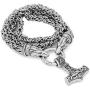 GuoShuang Men Stainless Steel Bear Head Norse Viking Amulet Pendant Necklace Handmade Chain