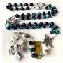 elegantmedical HANDMADE Peacock Blue Tiger Eye Prayer Beads & (AAA)10mm real Pearl sterling silver beads caps Catholic Rosary Necklace Gift Box Italy Parden Crucifix