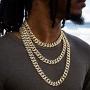 HaHaGirl Cuban Link Chain for Men Iced Out,Gold Silver Finish Rhinestones Cuban Link Chain Miami Choker Necklace Bracelet,Cz Prong Set,Fashion Accessory for Hip Hop Lovers