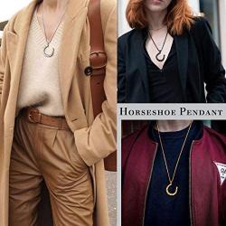 beautlace Horseshoe Necklace 18K Gold/Silver/Black Gun Plated Equestrian Horseshoe Pendant Horseback Riding Jewelry Gift for Men and Women KP0162