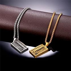 U7 Abacus Pendant 18K Gold Plated/Stainless Steel Men Women Necklace, 22 Inch Chain